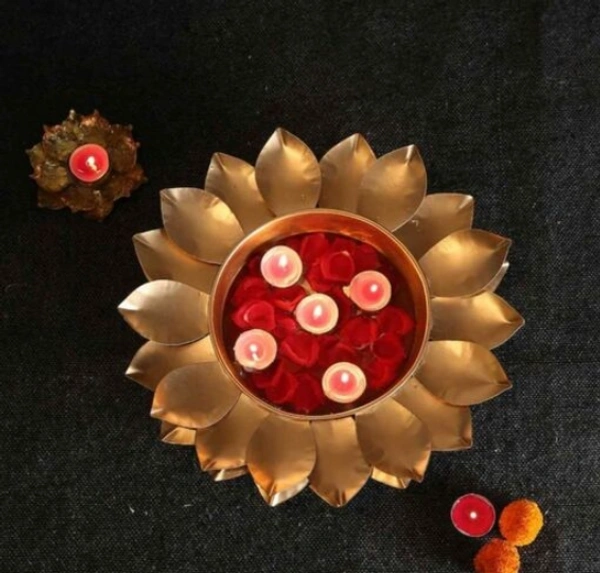 GOLDEN COLOR DESINER URLI FOR DIWALI - Golden, Iron, Pack of1